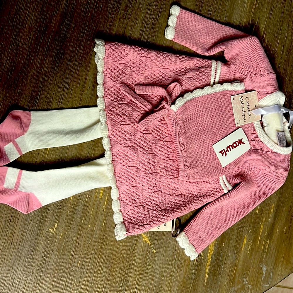 Brand New Catherine Malandrino Baby Dress with Har and Stockings